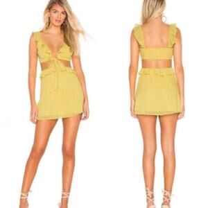 Privacy Please Yellow Ruffle Two Piece Textured Dress